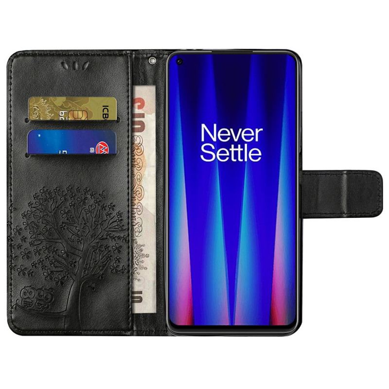 Capa De Couro Para OnePlus Nord CE 2 5G Árvore Gravada