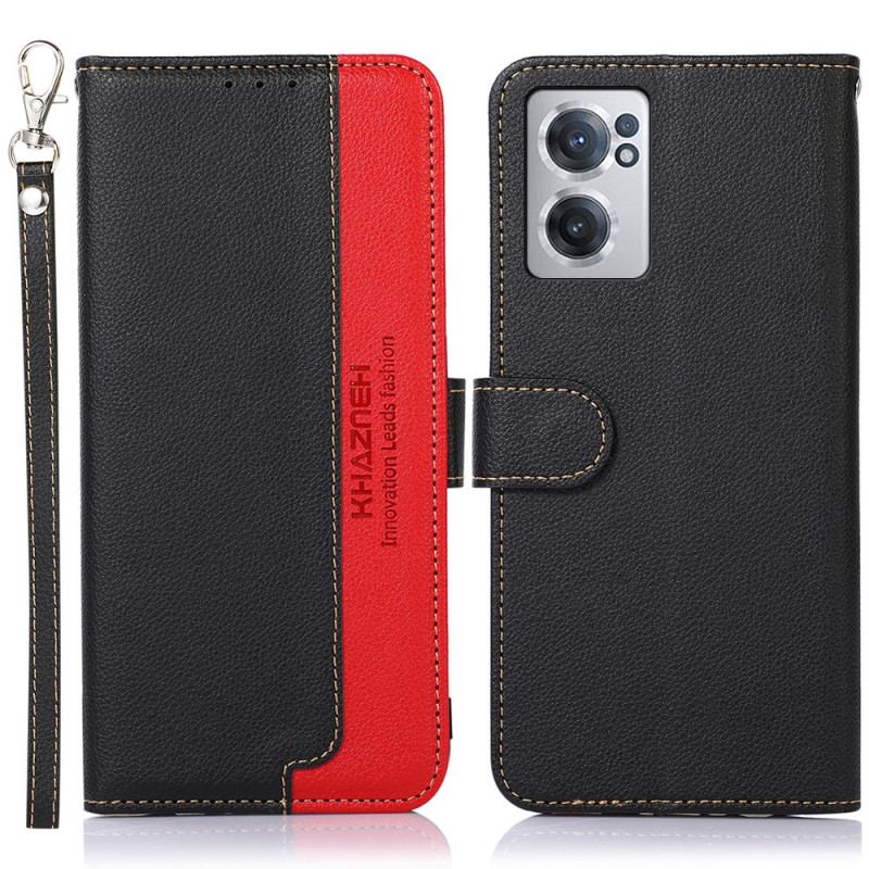 Capa De Couro Para OnePlus Nord CE 2 5G Bicolor Kazneh