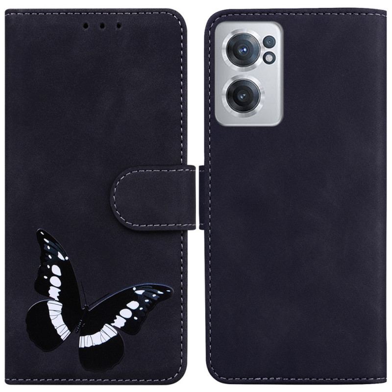 Capa De Couro Para OnePlus Nord CE 2 5G Borboleta Discreta