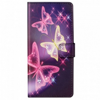 Capa De Couro Para OnePlus Nord CE 2 5G Borboletas Neon