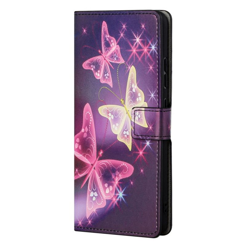 Capa De Couro Para OnePlus Nord CE 2 5G Borboletas Neon