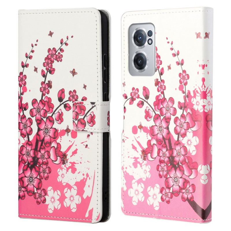 Capa De Couro Para OnePlus Nord CE 2 5G Flor De Cerejeira