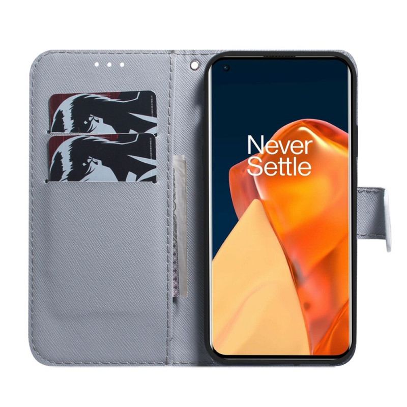 Capa De Couro Para OnePlus Nord CE 2 5G Leão Da Meia-noite