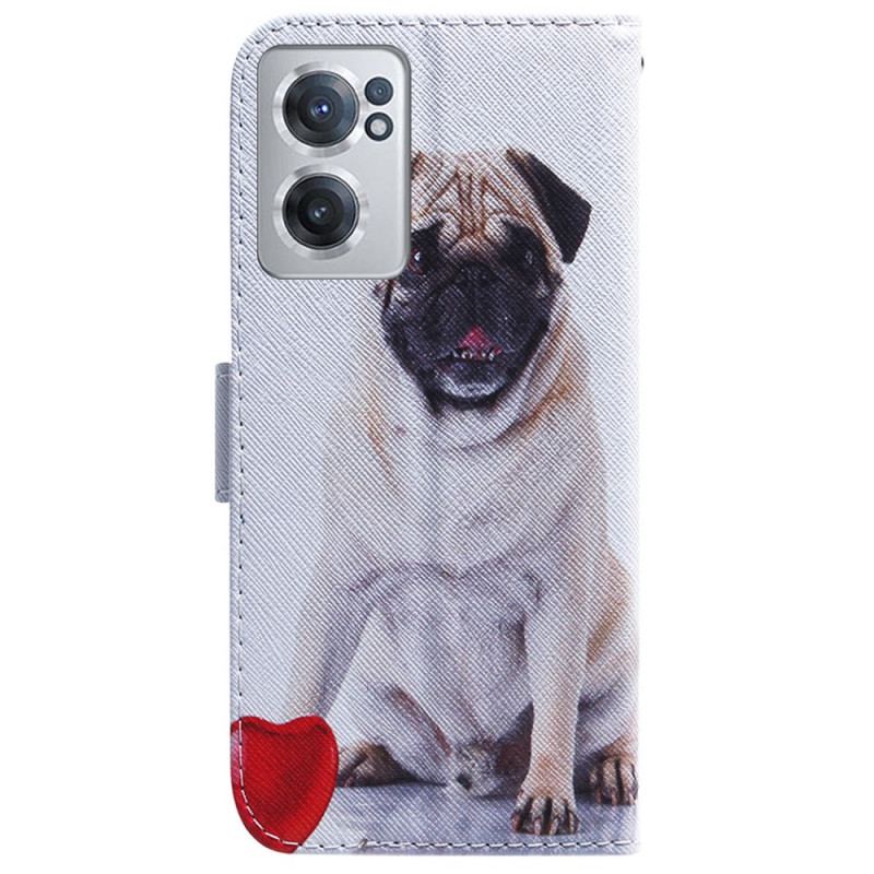 Capa De Couro Para OnePlus Nord CE 2 5G Pug Amaciado