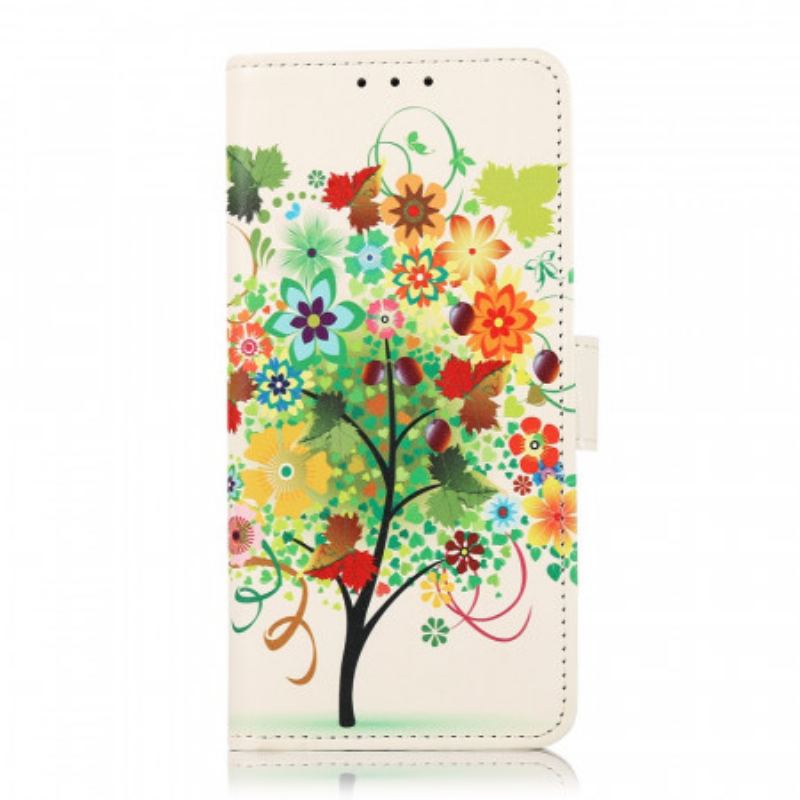 Capa Flip Para OnePlus Nord CE 2 5G Árvore Multicolorida Florescendo