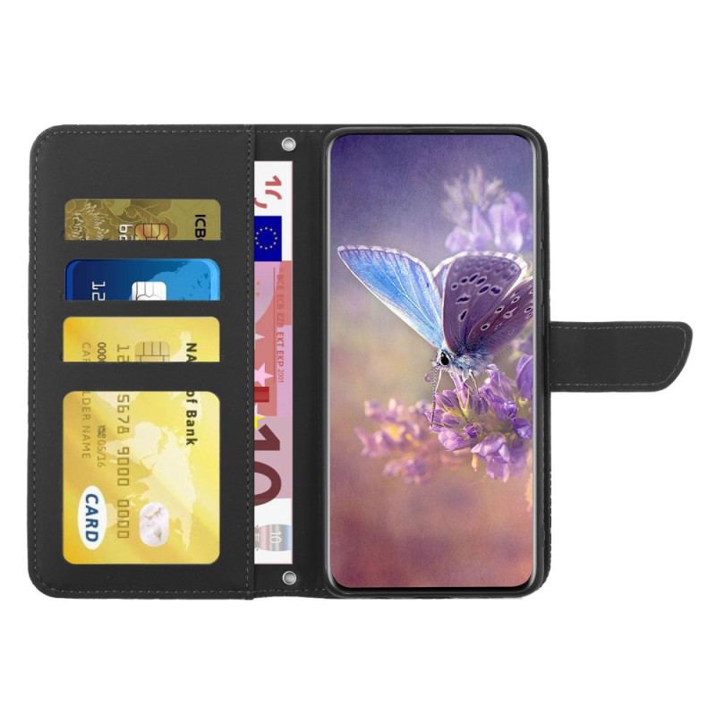 Capa Flip Para OnePlus Nord CE 2 5G De Cordão Pulseira Borboletas E Flores