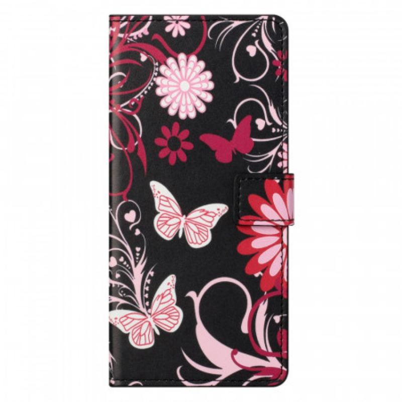 Capa Flip Para OnePlus Nord CE 2 5G Flores E Borboletas