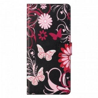 Capa Flip Para OnePlus Nord CE 2 5G Flores E Borboletas