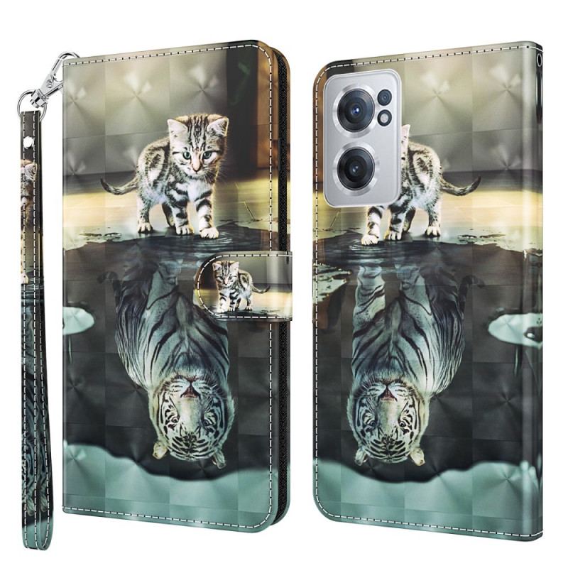 Capa Flip Para OnePlus Nord CE 2 5G Futuro Tigre