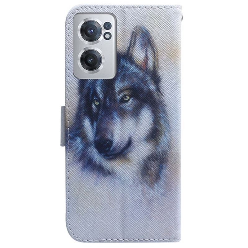 Capa Flip Para OnePlus Nord CE 2 5G Pintura De Lobo