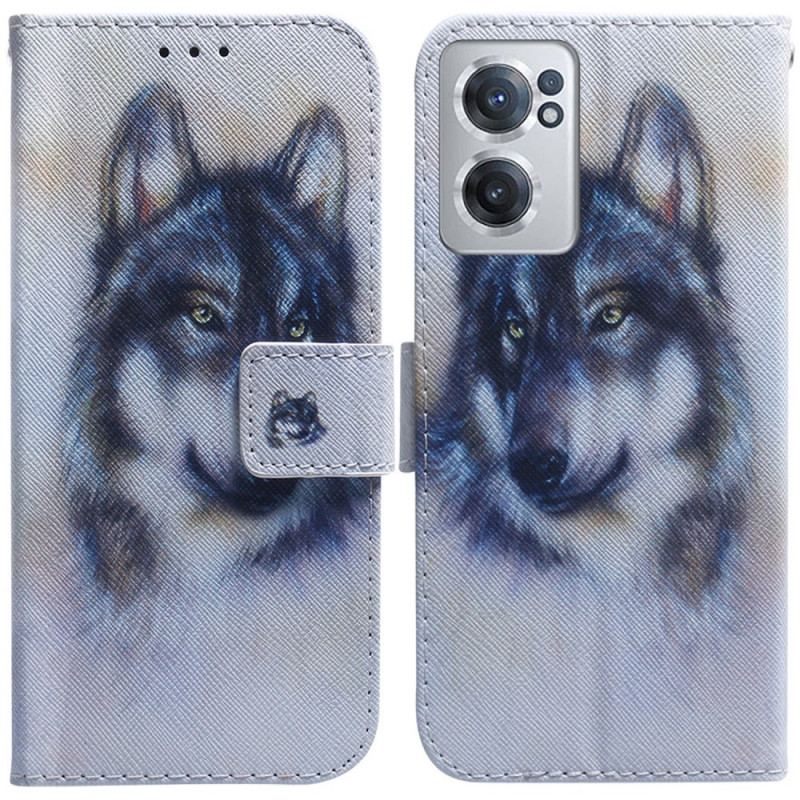 Capa Flip Para OnePlus Nord CE 2 5G Pintura De Lobo