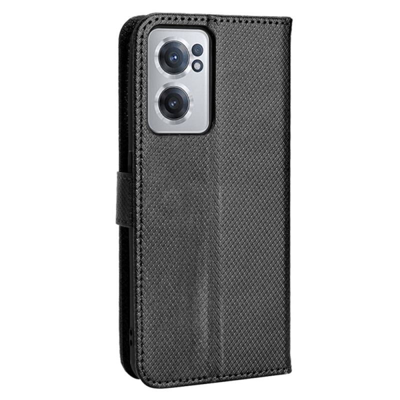 Capa Folio Para OnePlus Nord CE 2 5G De Cordão Strappy Textura Diamante