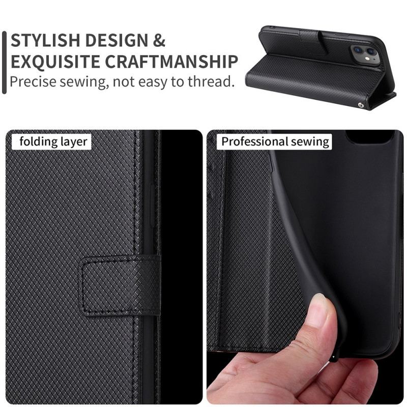 Capa Folio Para OnePlus Nord CE 2 5G De Cordão Strappy Textura Diamante