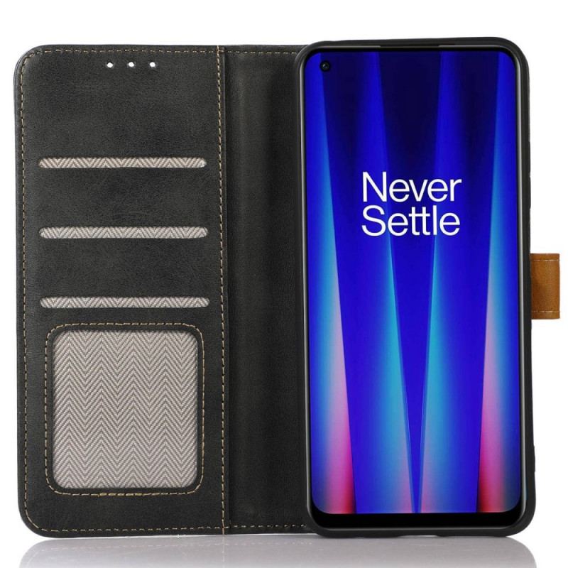 Capa Folio Para OnePlus Nord CE 2 5G Couro Sintético Com Botão