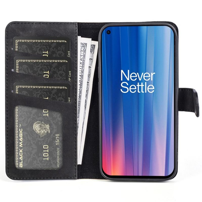 Capa Folio Para OnePlus Nord CE 2 5G Couro Sintético De Dois Tons