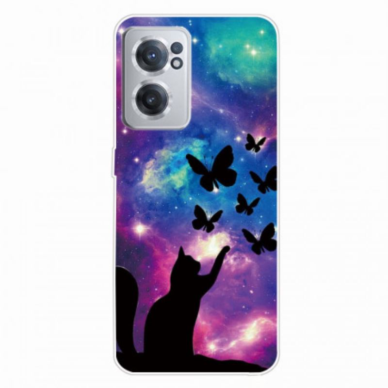 Capa Para OnePlus Nord CE 2 5G Gato E Borboletas