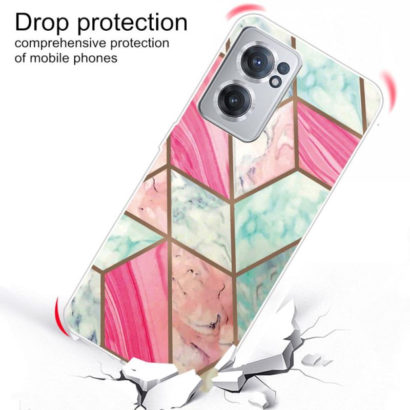 Capa Para OnePlus Nord CE 2 5G Mármore Rosa E Verde