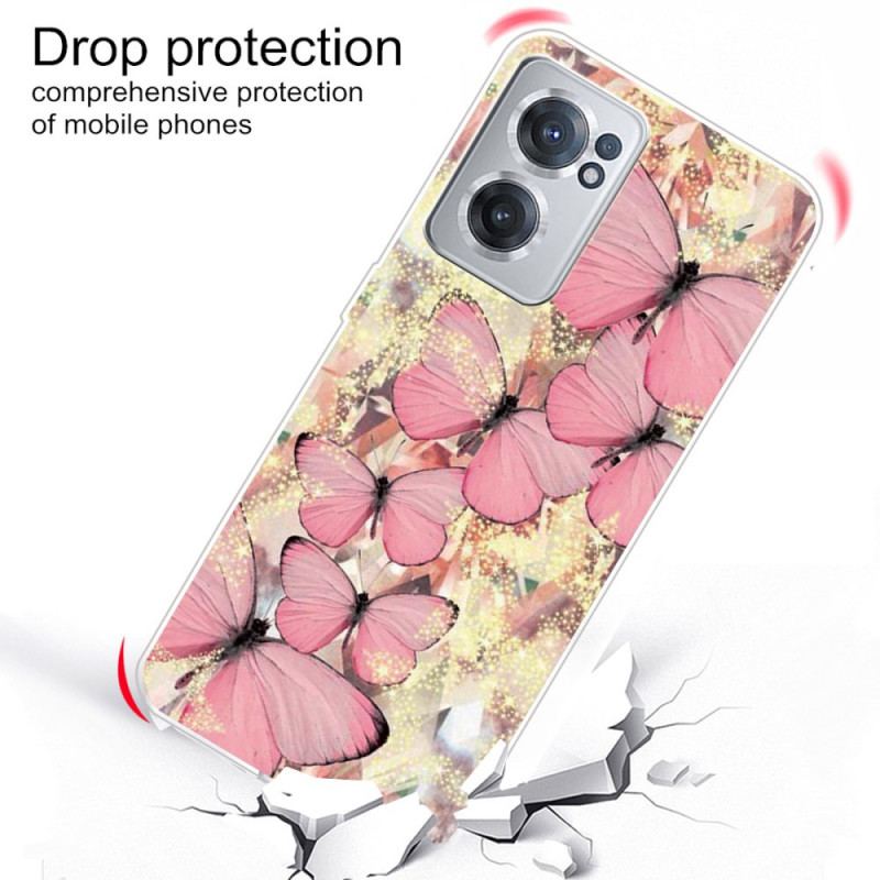 Capa Para OnePlus Nord CE 2 5G Rosas Borboleta