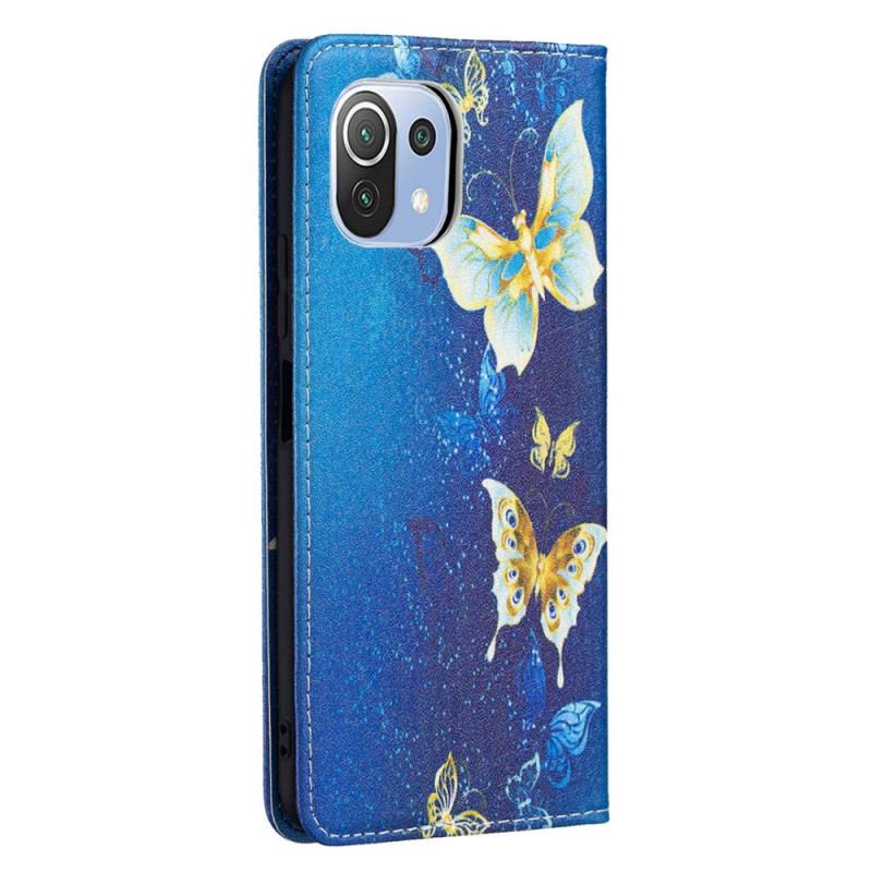 Capa De Celular Para Xiaomi Mi 11 Lite 4G / 5G / 5G NE Flip Borboletas