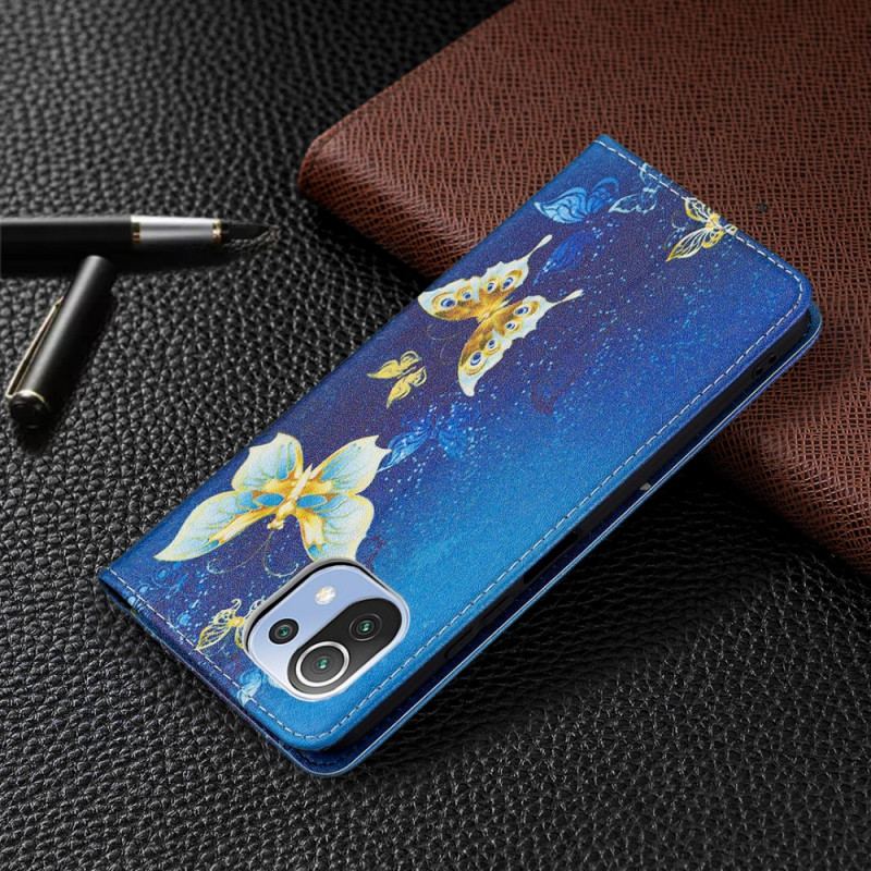 Capa De Celular Para Xiaomi Mi 11 Lite 4G / 5G / 5G NE Flip Borboletas