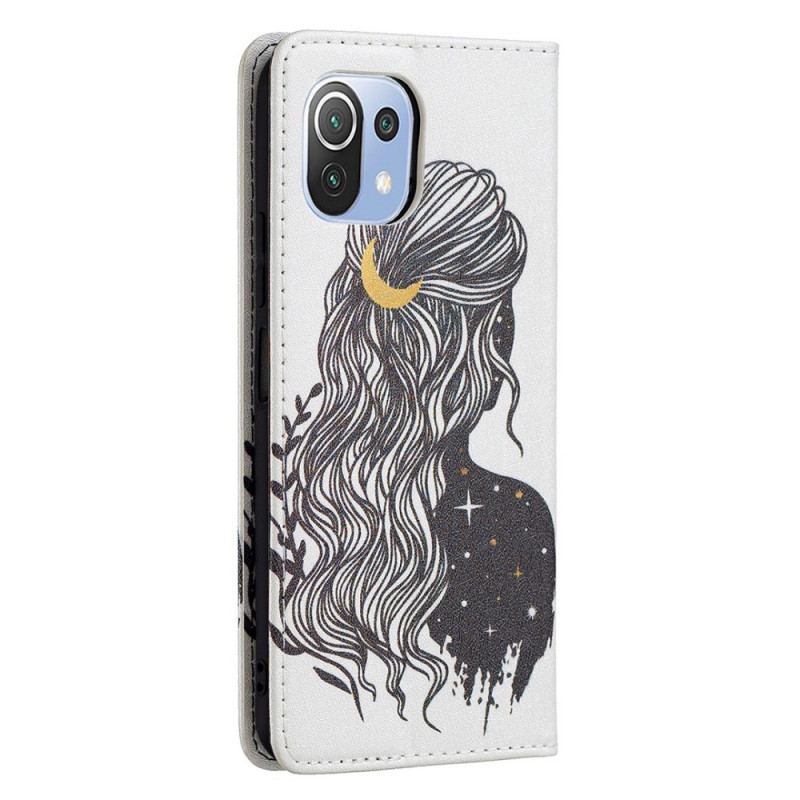 Capa De Celular Para Xiaomi Mi 11 Lite 4G / 5G / 5G NE Flip Cabelo Bonito