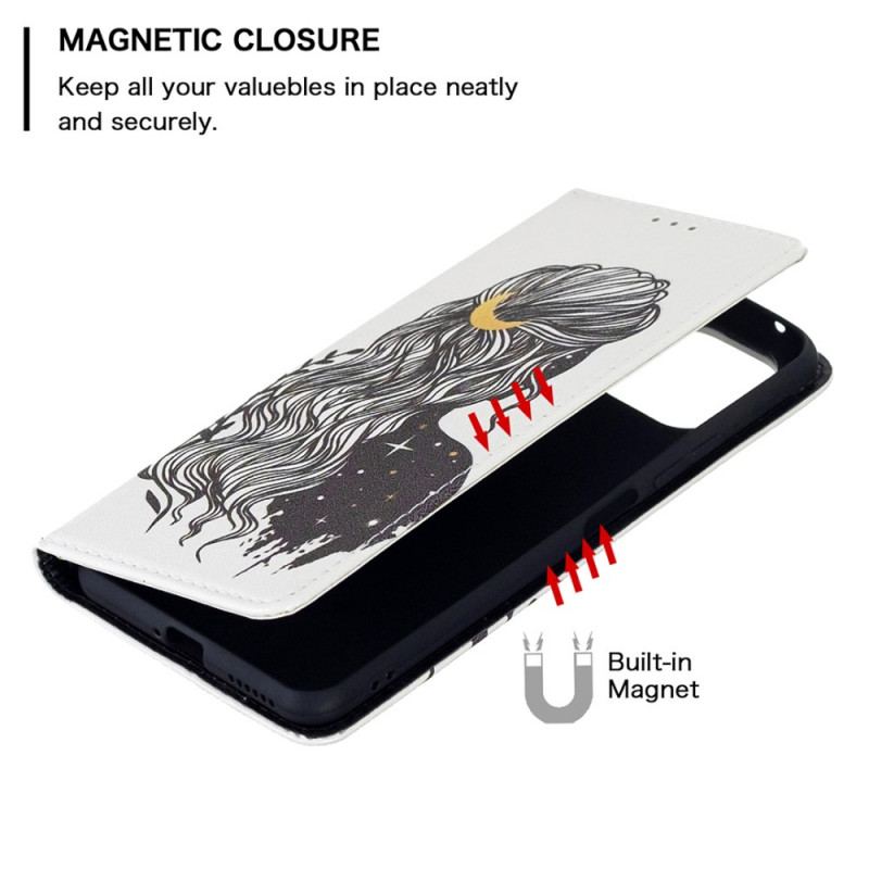 Capa De Celular Para Xiaomi Mi 11 Lite 4G / 5G / 5G NE Flip Cabelo Bonito