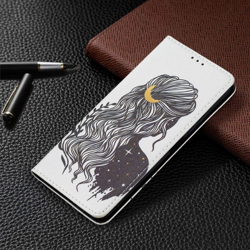 Capa De Celular Para Xiaomi Mi 11 Lite 4G / 5G / 5G NE Flip Cabelo Bonito