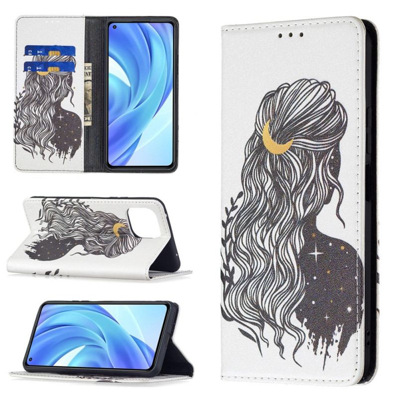 Capa De Celular Para Xiaomi Mi 11 Lite 4G / 5G / 5G NE Flip Cabelo Bonito