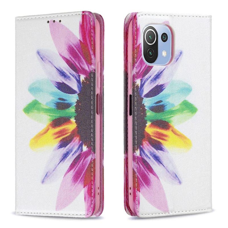 Capa De Celular Para Xiaomi Mi 11 Lite 4G / 5G / 5G NE Flip Flor Aquarela