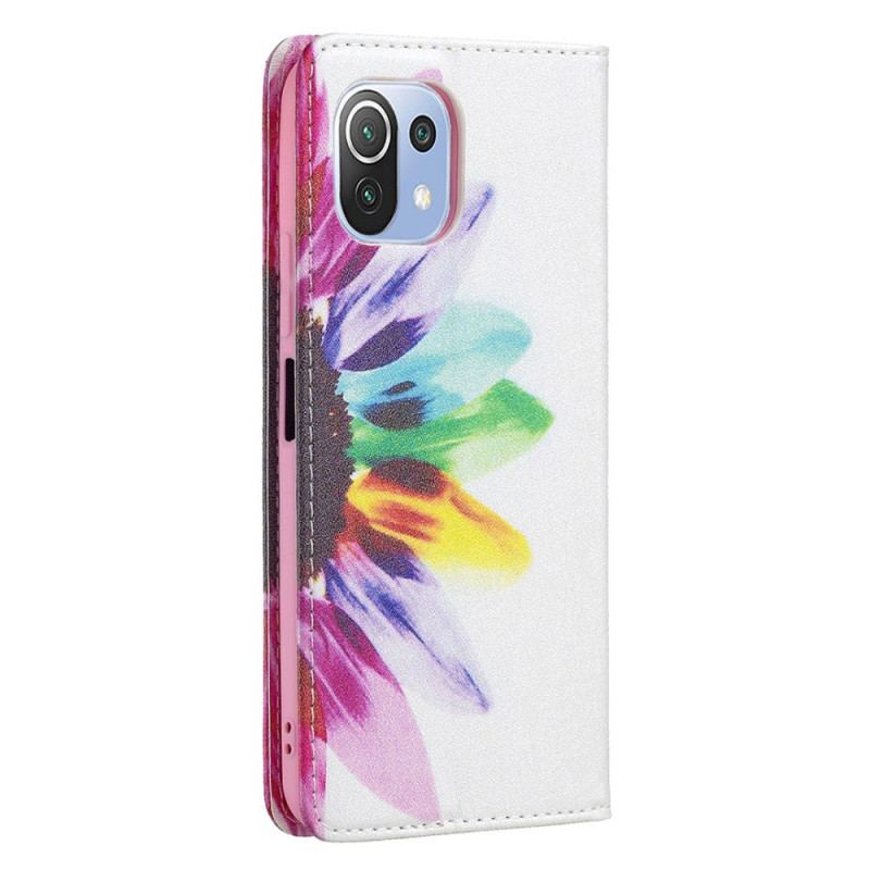 Capa De Celular Para Xiaomi Mi 11 Lite 4G / 5G / 5G NE Flip Flor Aquarela