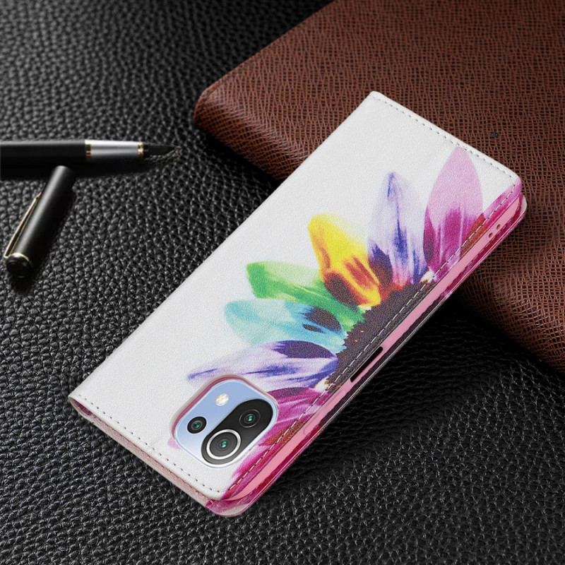 Capa De Celular Para Xiaomi Mi 11 Lite 4G / 5G / 5G NE Flip Flor Aquarela