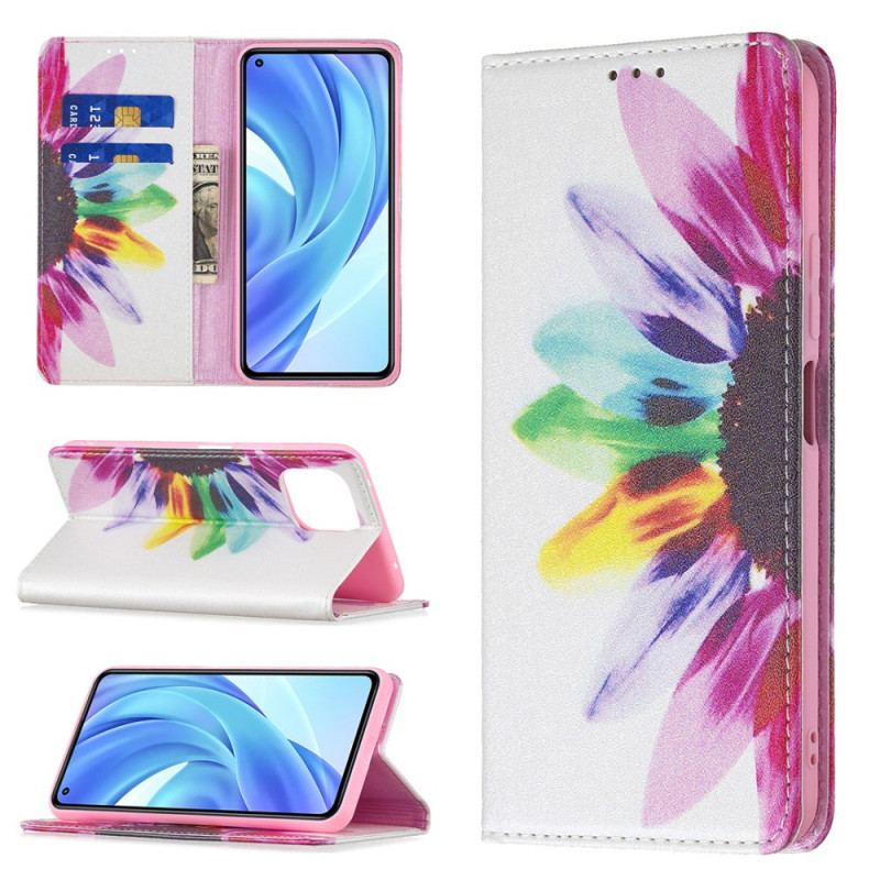 Capa De Celular Para Xiaomi Mi 11 Lite 4G / 5G / 5G NE Flip Flor Aquarela