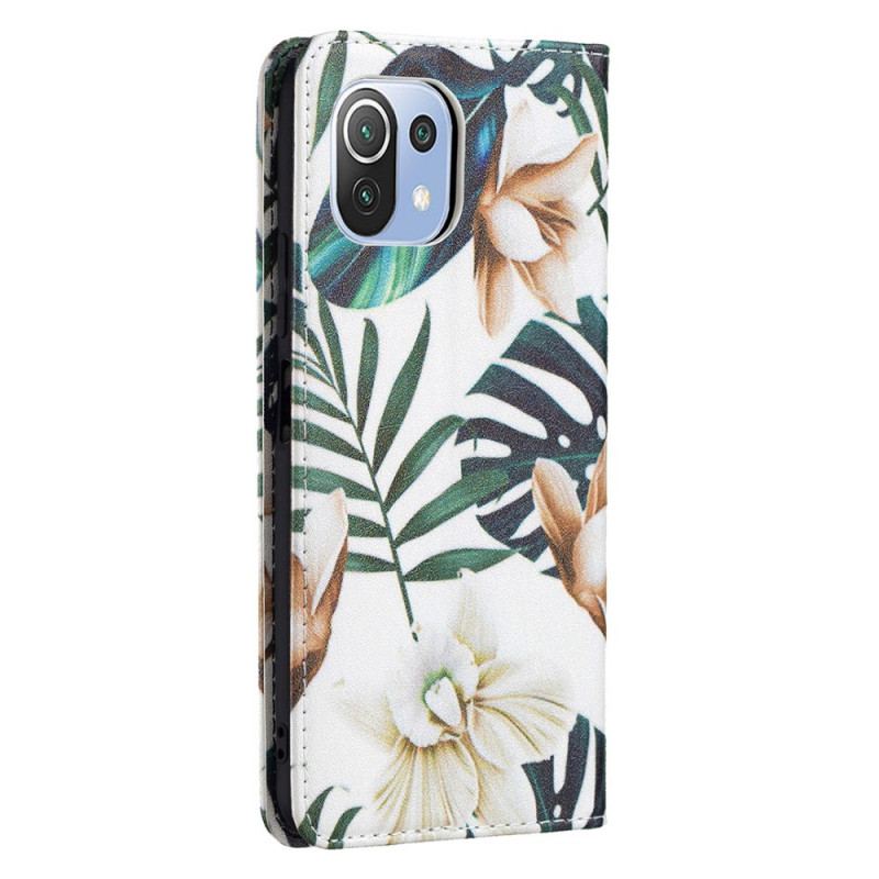 Capa De Celular Para Xiaomi Mi 11 Lite 4G / 5G / 5G NE Flip Folhas