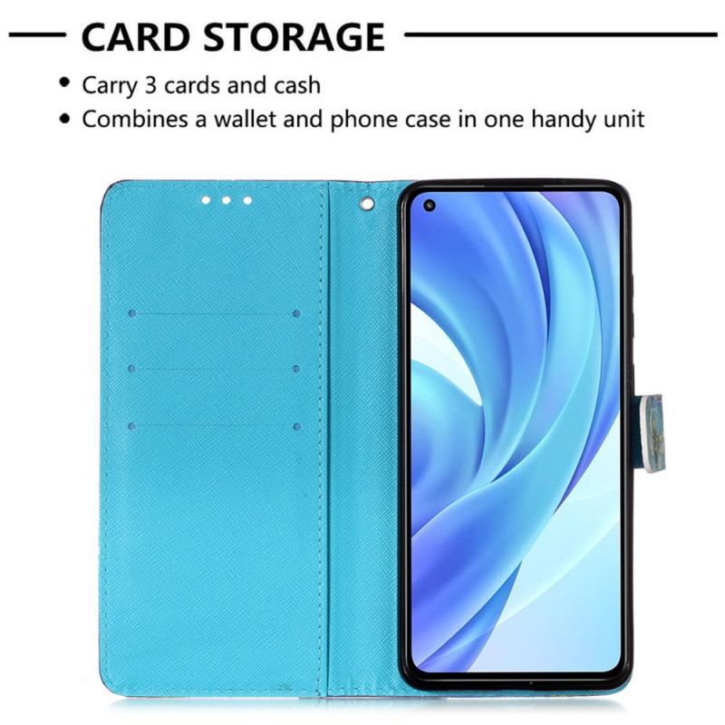 Capa De Couro Para Xiaomi Mi 11 Lite 4G / 5G / 5G NE Apanhador De Sonhos Aquarela