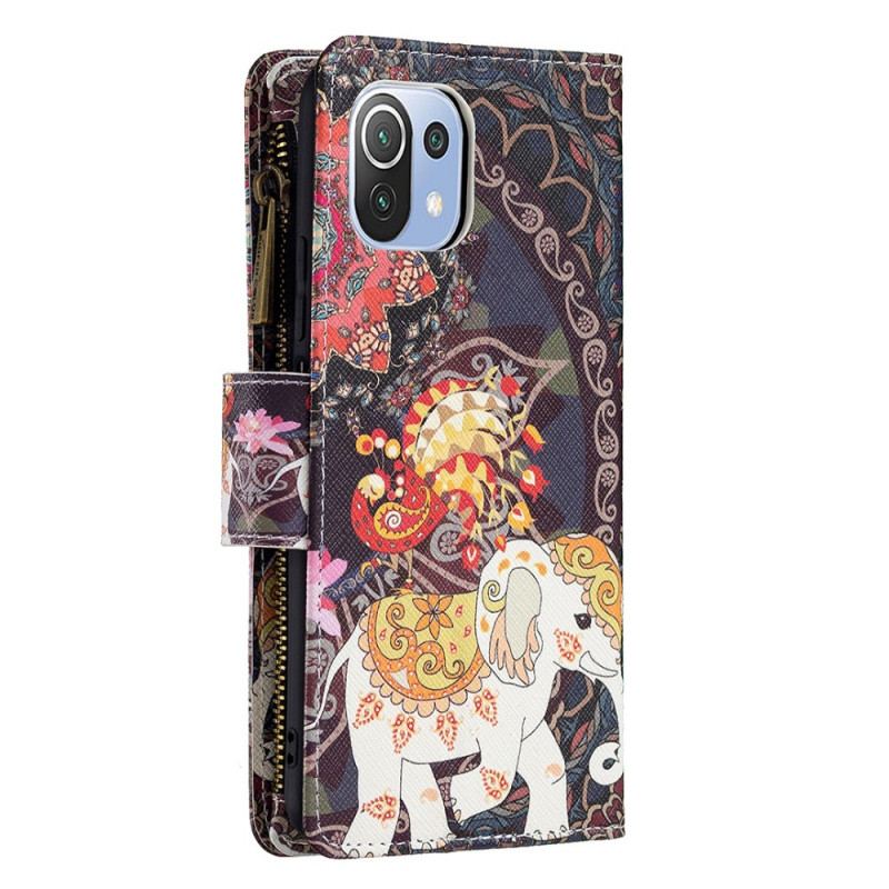 Capa De Couro Para Xiaomi Mi 11 Lite 4G / 5G / 5G NE Bolso Elefante Com Zíper