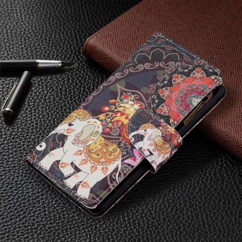 Capa De Couro Para Xiaomi Mi 11 Lite 4G / 5G / 5G NE Bolso Elefante Com Zíper