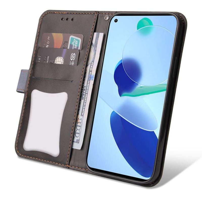 Capa De Couro Para Xiaomi Mi 11 Lite 4G / 5G / 5G NE Dois Tons