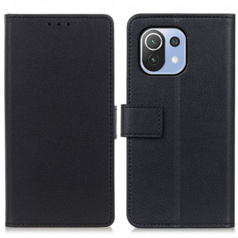 Capa De Couro Para Xiaomi Mi 11 Lite 4G / 5G / 5G NE Efeito Couro Brilhante Simples