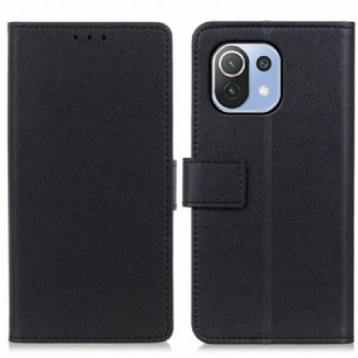 Capa De Couro Para Xiaomi Mi 11 Lite 4G / 5G / 5G NE Efeito Couro Brilhante Simples