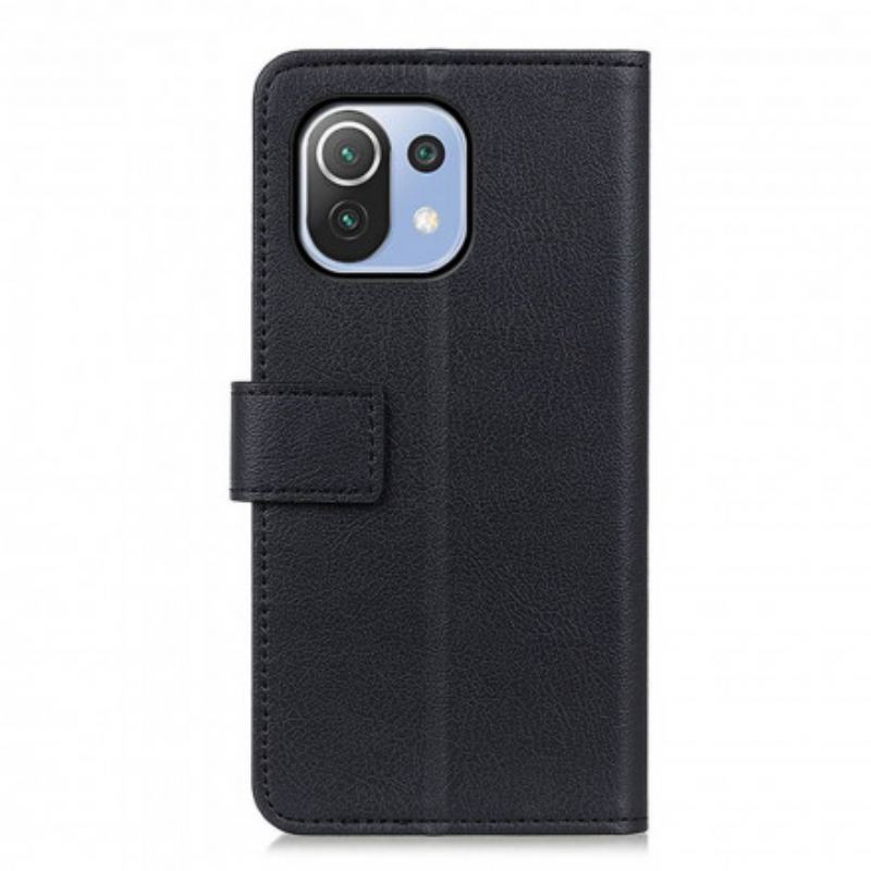 Capa De Couro Para Xiaomi Mi 11 Lite 4G / 5G / 5G NE Efeito Couro Brilhante Simples