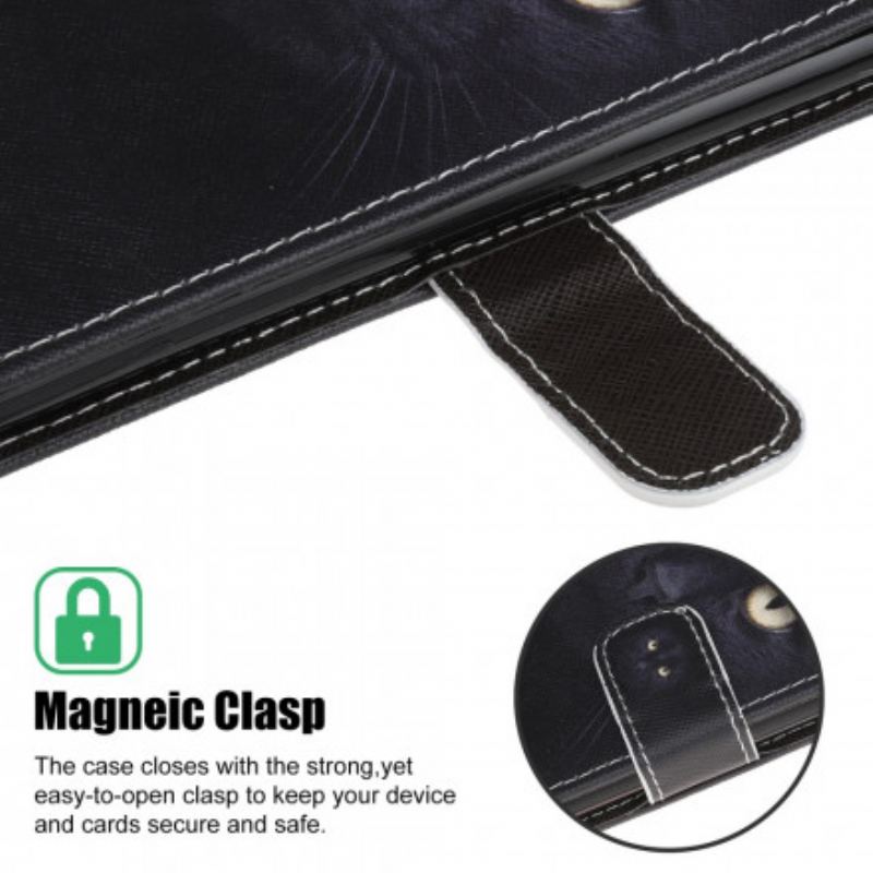 Capa De Couro Para Xiaomi Mi 11 Lite 4G / 5G / 5G NE Olhos De Gato Preto