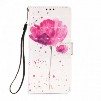 Capa Capa De Couro Para Xiaomi Mi 11 Lite 4G / 5G / 5G NE Papoula Aquarela