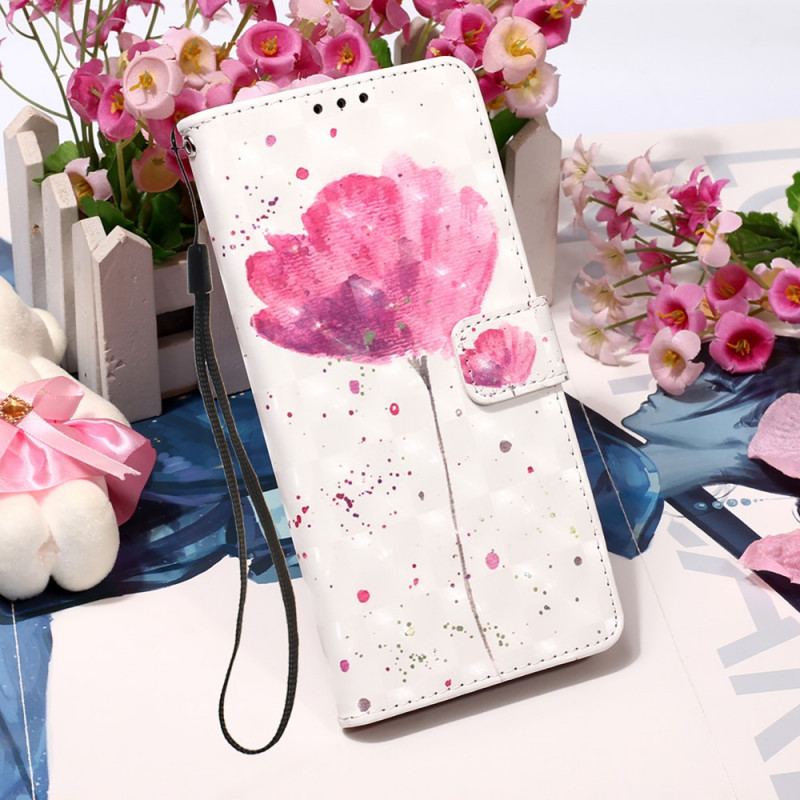 Capa Capa De Couro Para Xiaomi Mi 11 Lite 4G / 5G / 5G NE Papoula Aquarela