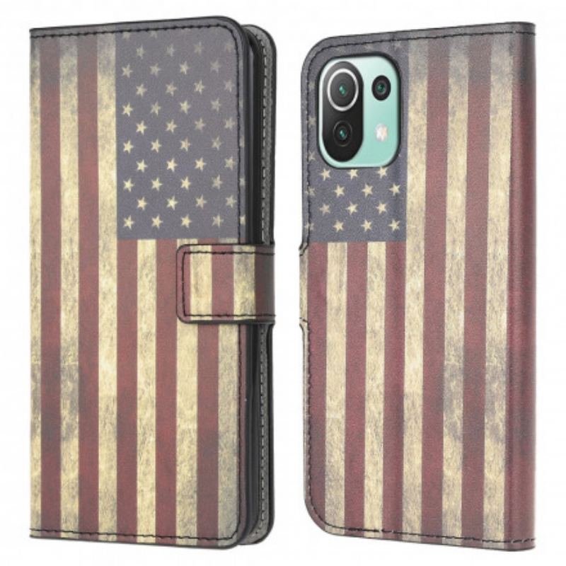 Capa Em Pele Para Xiaomi Mi 11 Lite 4G / 5G / 5G NE Bandeira Americana