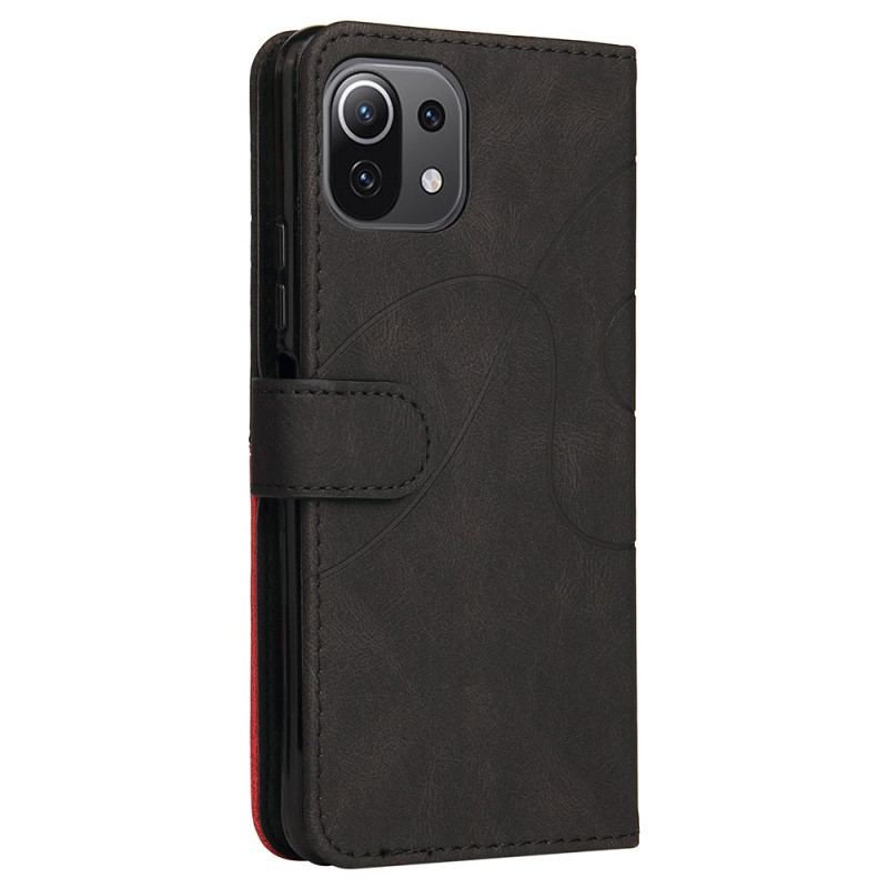 Capa Em Pele Para Xiaomi Mi 11 Lite 4G / 5G / 5G NE Dois Tons