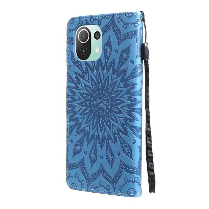 Capa Em Pele Para Xiaomi Mi 11 Lite 4G / 5G / 5G NE Flor Do Sol