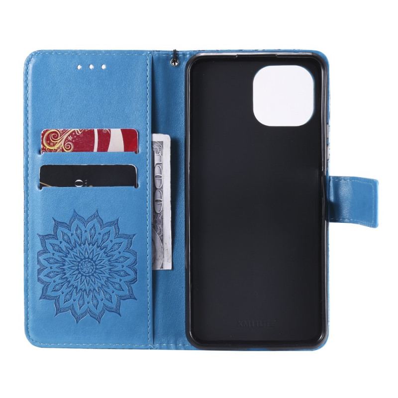 Capa Em Pele Para Xiaomi Mi 11 Lite 4G / 5G / 5G NE Flor Do Sol