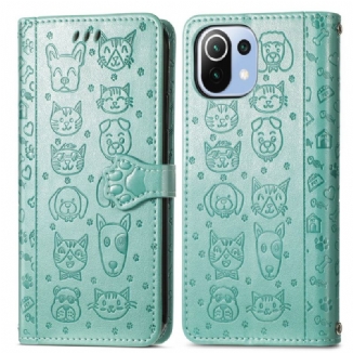 Capa Flip Para Xiaomi Mi 11 Lite 4G / 5G / 5G NE Animais Animados