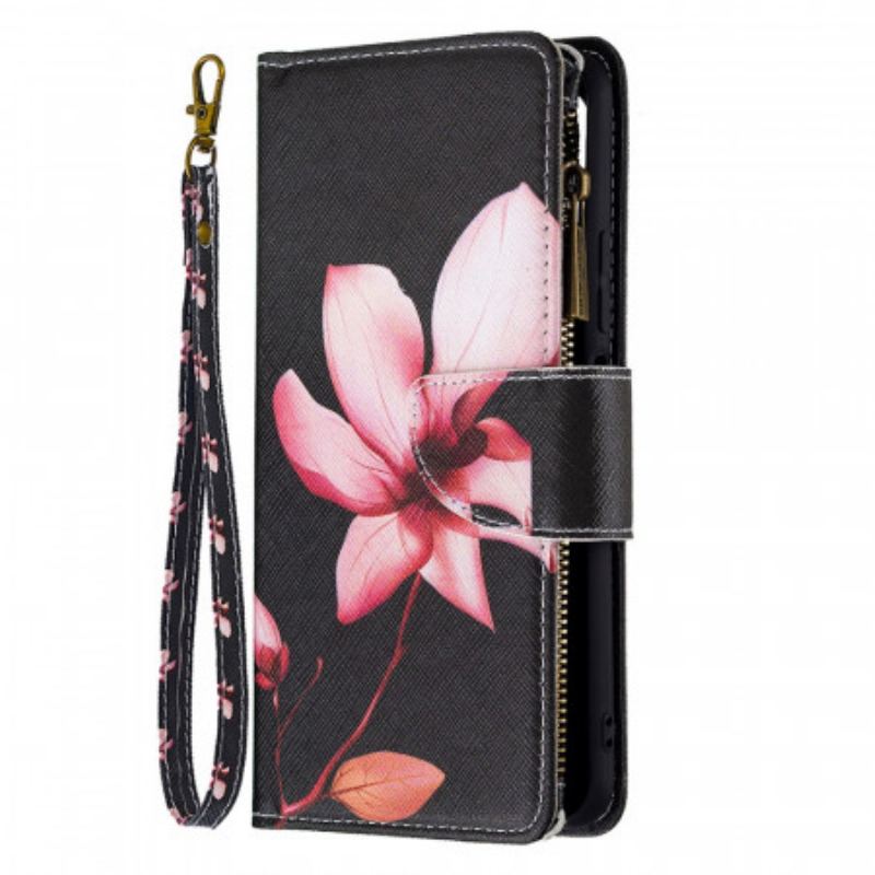 Capa Flip Para Xiaomi Mi 11 Lite 4G / 5G / 5G NE Bolso Com Zíper Flor Rosa