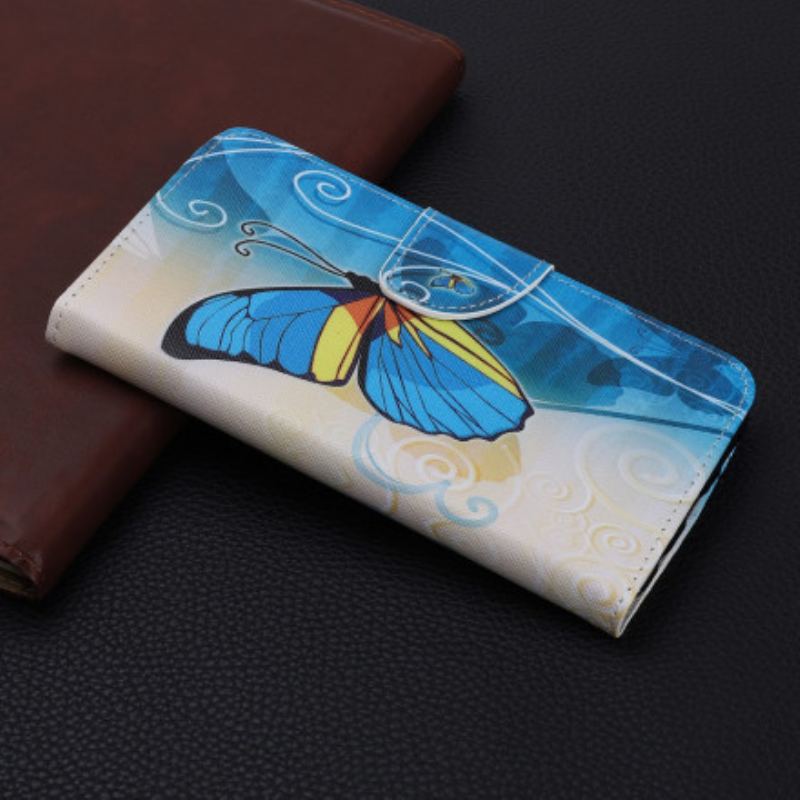 Capa Flip Para Xiaomi Mi 11 Lite 4G / 5G / 5G NE Borboleta Azul E Amarela